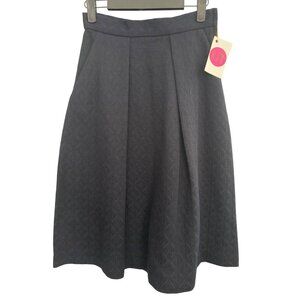 ZARA XS Navy A-Line Tapestry Fabric Skirt Pleats